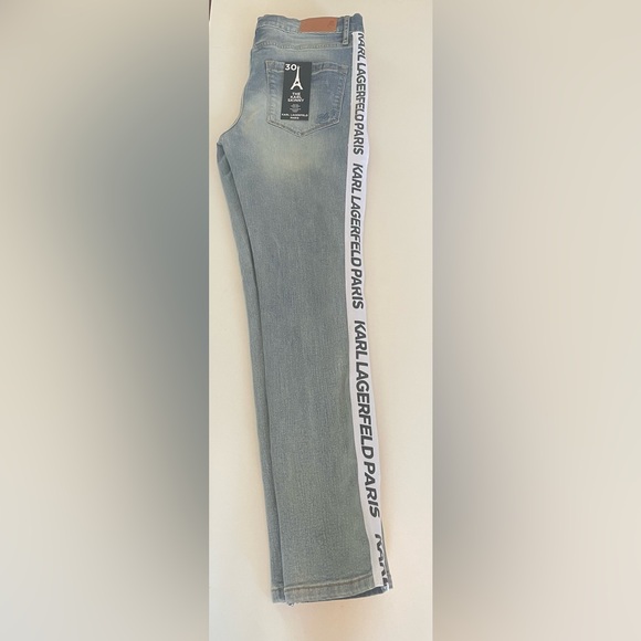 Karl Lagerfeld Paris “The Karl Skinny” Logo Tape Jeans – Size 10, NWT - Picture 12 of 15